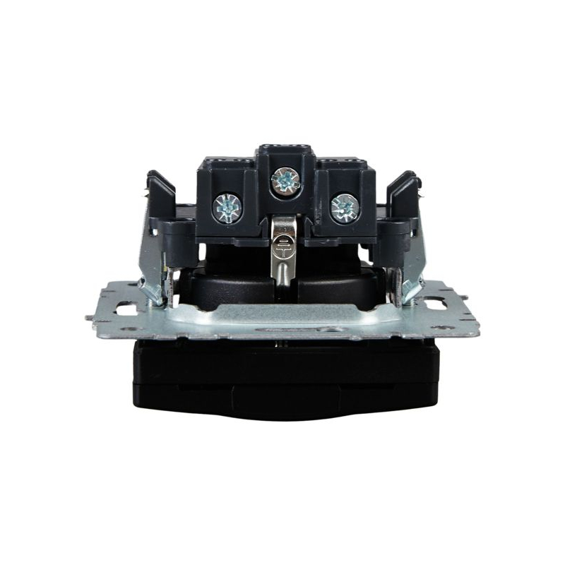 BRITE Розетка 1-местная с заземлением с защитными шторками и крышкой 16А IP20 РСбш10-3-БрЧ черный IEK