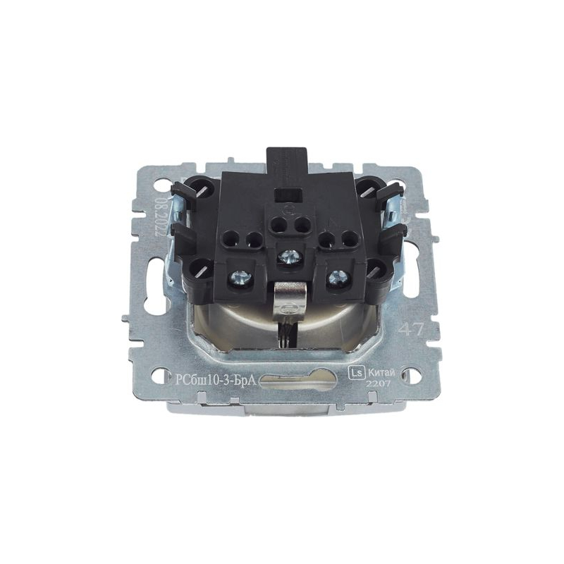 BRITE Розетка 1-местная с заземлением с защитными шторками и крышкой 16А IP20 РСбш10-3-БрА алюминий IEK