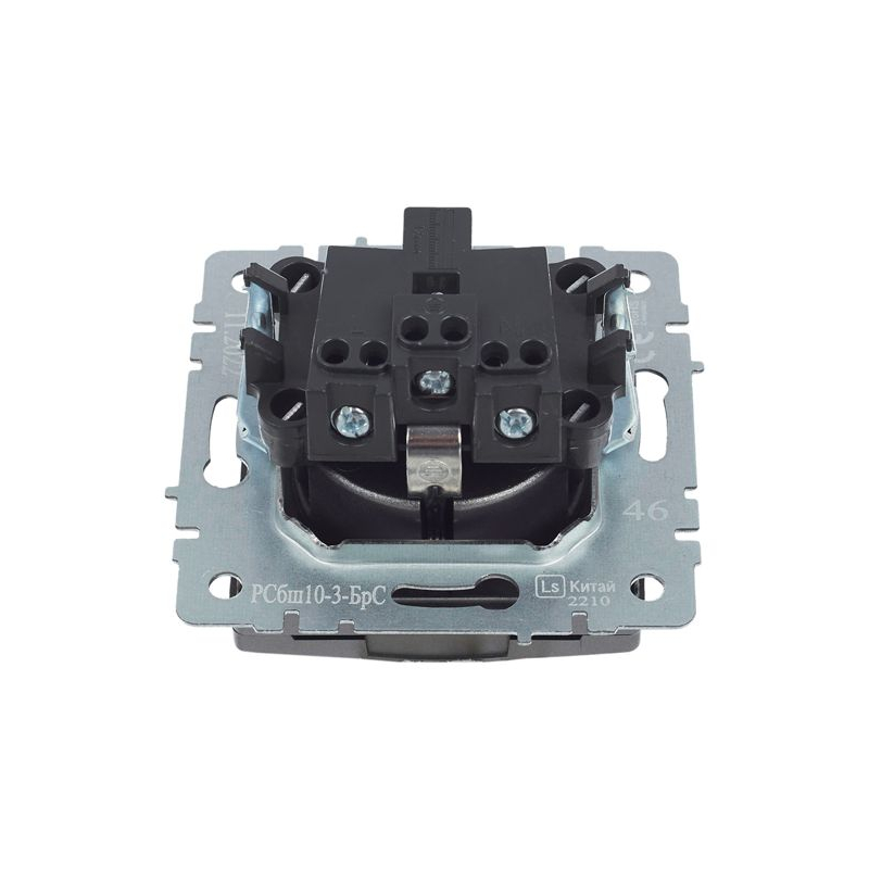 BRITE Розетка 1-местная с заземлением с защитными шторками и крышкой 16А IP20 РСбш10-3-БрС сталь IEK