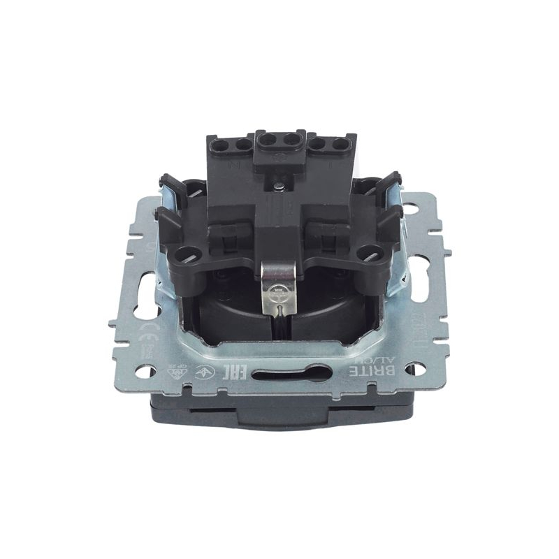 BRITE Розетка 1-местная с заземлением с защитными шторками и крышкой 16А IP20 РСбш10-3-БрМ маренго IEK