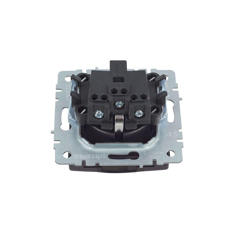 BRITE Розетка 1-местная с заземлением с защитными шторками и крышкой 16А IP20 РСбш10-3-БрТБ темная бронза IEK