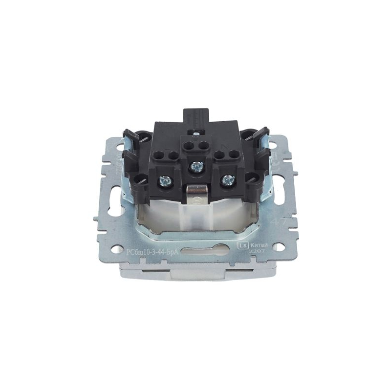 BRITE Розетка 1-местная с заземлением с защитными шторками и крышкой 16А IP44 РСбш10-3-44-БрА алюминий IEK