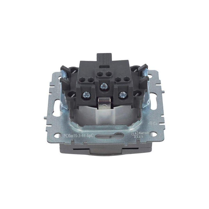 BRITE Розетка 1-местная с заземлением с защитными шторками и крышкой 16А IP44 РСбш10-3-44-БрС сталь IEK