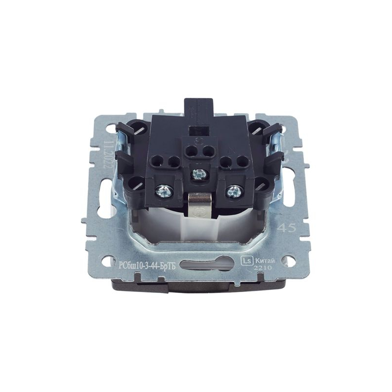 BRITE Розетка 1-местная с заземлением с защитными шторками и крышкой 16А IP44 РСбш10-3-44-БрТБ темная бронза IEK