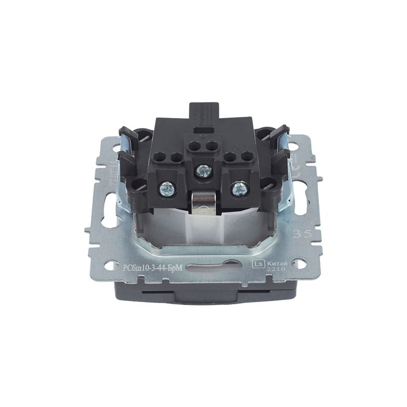 BRITE Розетка 1-местная с заземлением с защитными шторками и крышкой 16А IP44 РСбш10-3-44-БрМ маренго IEK