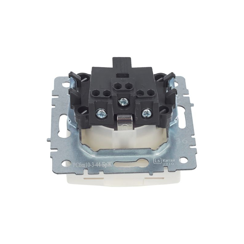 BRITE Розетка 1-местная с заземлением с защитными шторками и крышкой 16А IP44 РСбш10-3-44-БрЖ жемчуг IEK