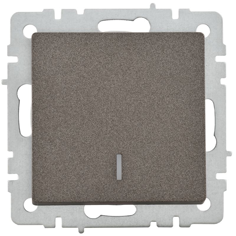 BRITE Выключатель 1-клавишный с индикацией 10А ВС10-1-1-БрТБ темная бронза IEK