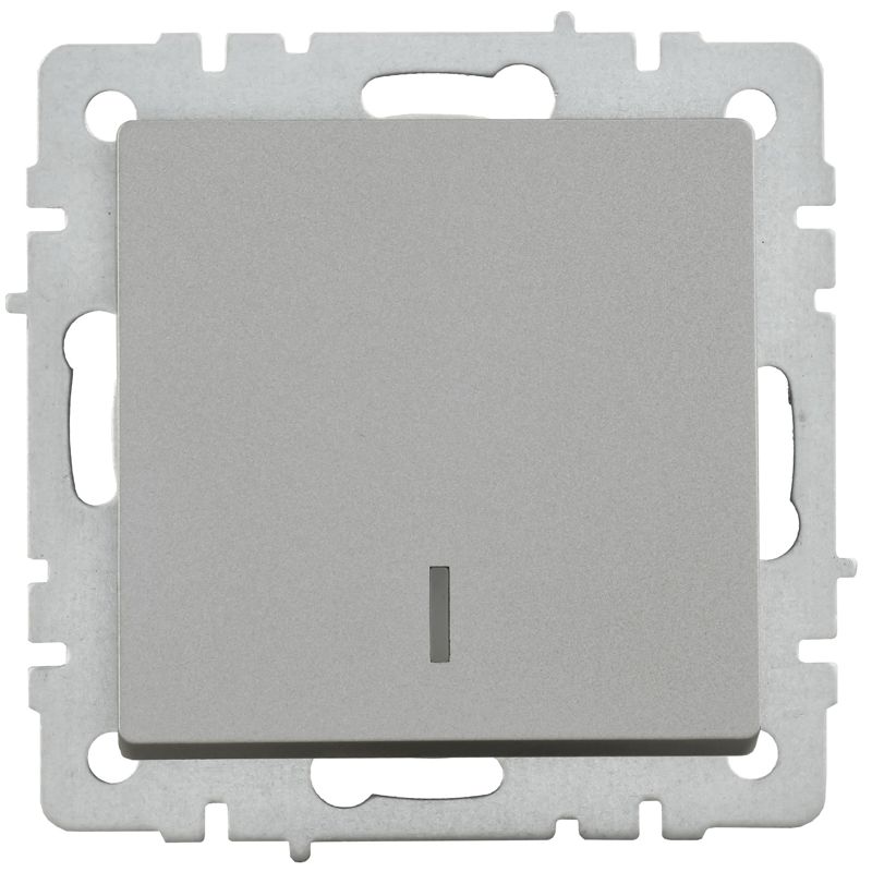 BRITE Выключатель 1-клавишный с индикацией 10А ВС10-1-1-БрС сталь IEK