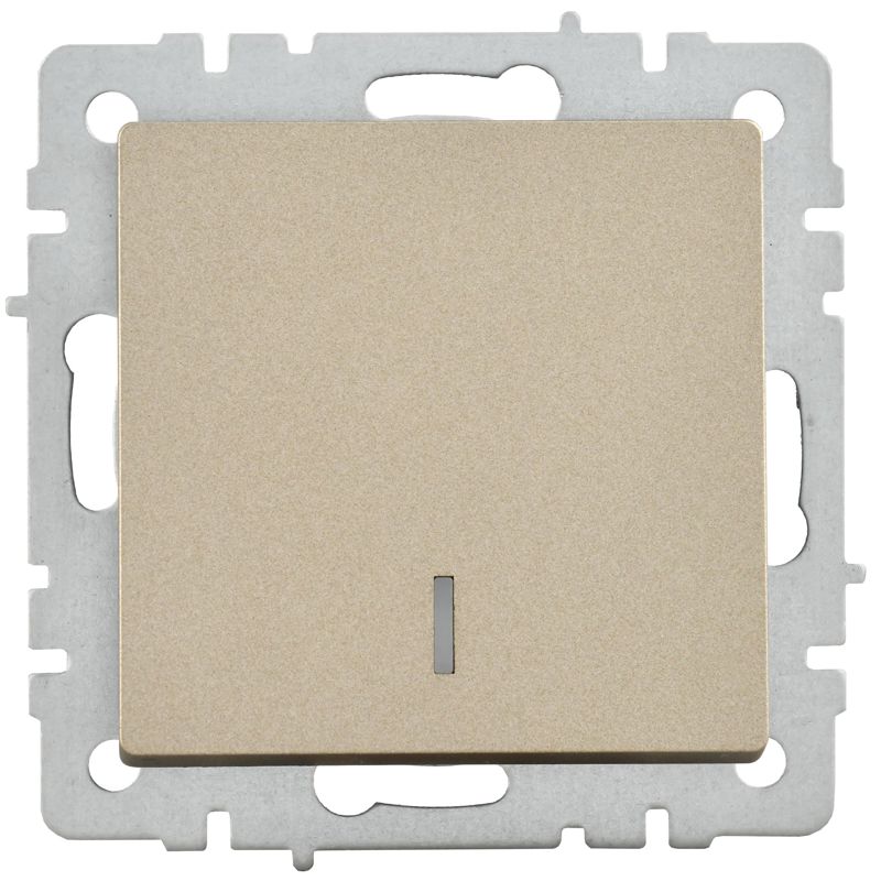 BRITE Выключатель 1-клавишный с индикацией 10А ВС10-1-1-БрШ шампань IEK