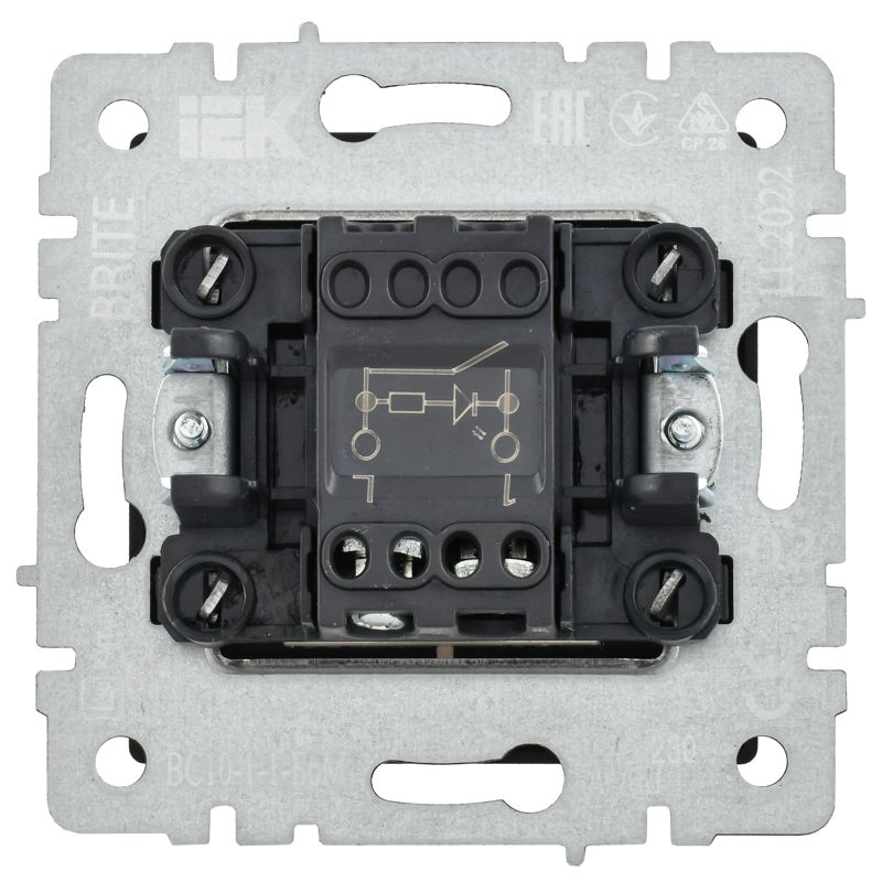 BRITE Выключатель 1-клавишный с индикацией 10А ВС10-1-1-БрМ маренго IEK