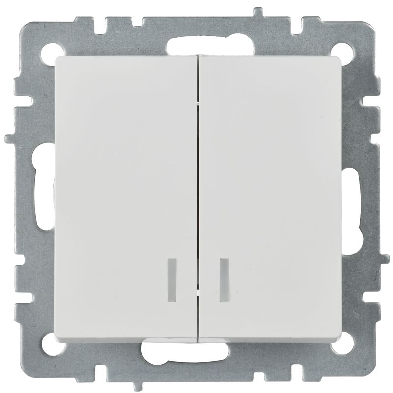 BRITE Выключатель 2-клавишный с индикацией 10А ВС10-2-1-БрБ белый IEK