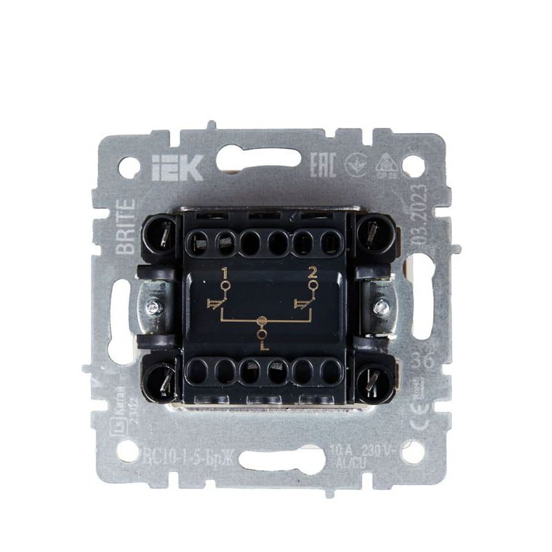 BRITE Выключатель жалюзи 10А ВС10-1-5-БрЖ жемчуг IEK