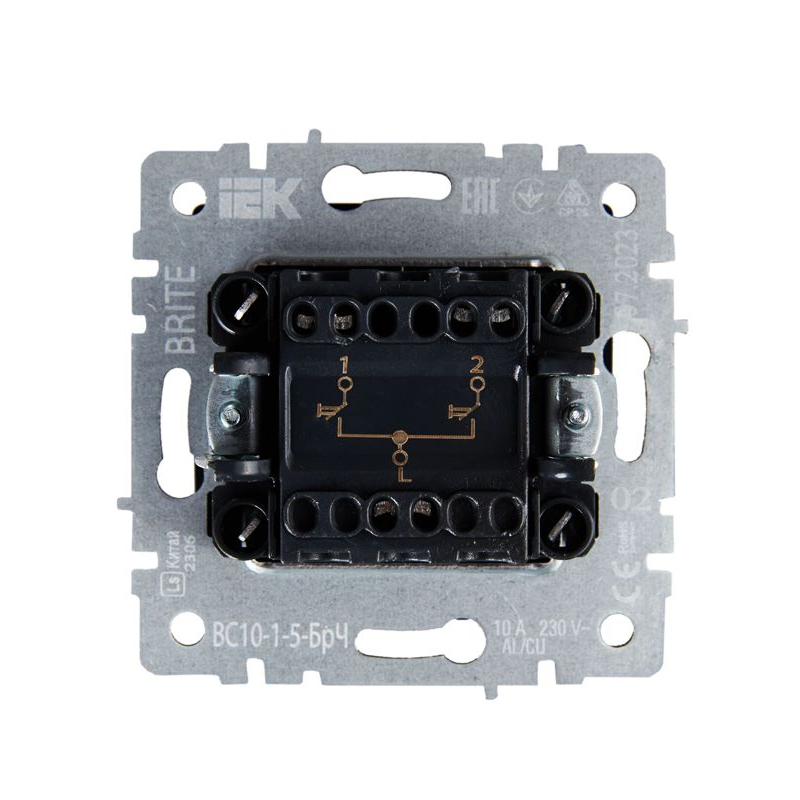 BRITE Выключатель жалюзи 10А ВС10-1-5-БрЧ черный IEK