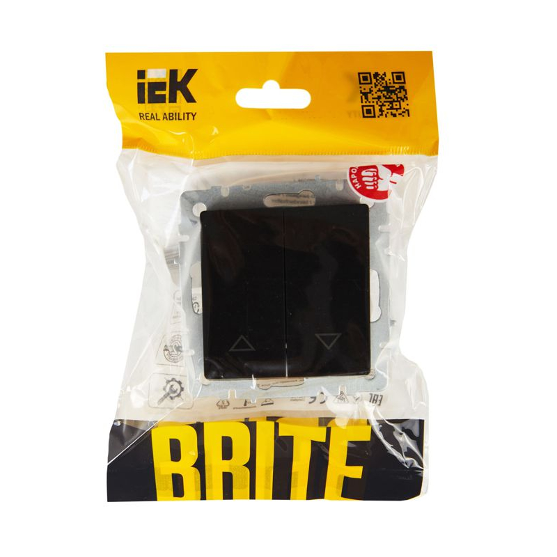BRITE Выключатель жалюзи 10А ВС10-1-5-БрЧ черный IEK