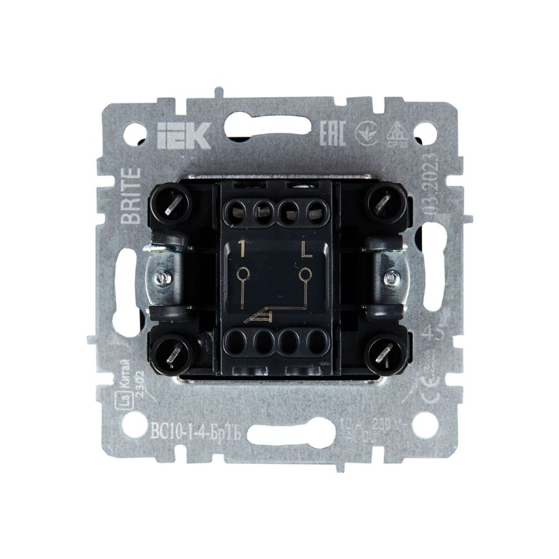 BRITE Выключатель 1-клавишный самовозвратный 10А ВС10-1-4-БрТБ темная бронза IEK