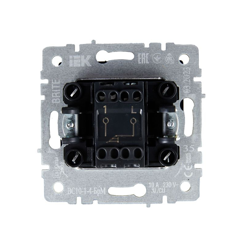 BRITE Выключатель 1-клавишный самовозвратный 10А ВС10-1-4-БрМ маренго IEK