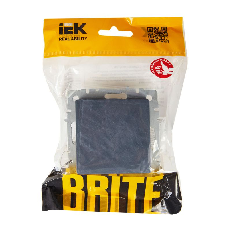 BRITE Выключатель 1-клавишный самовозвратный 10А ВС10-1-4-БрМ маренго IEK