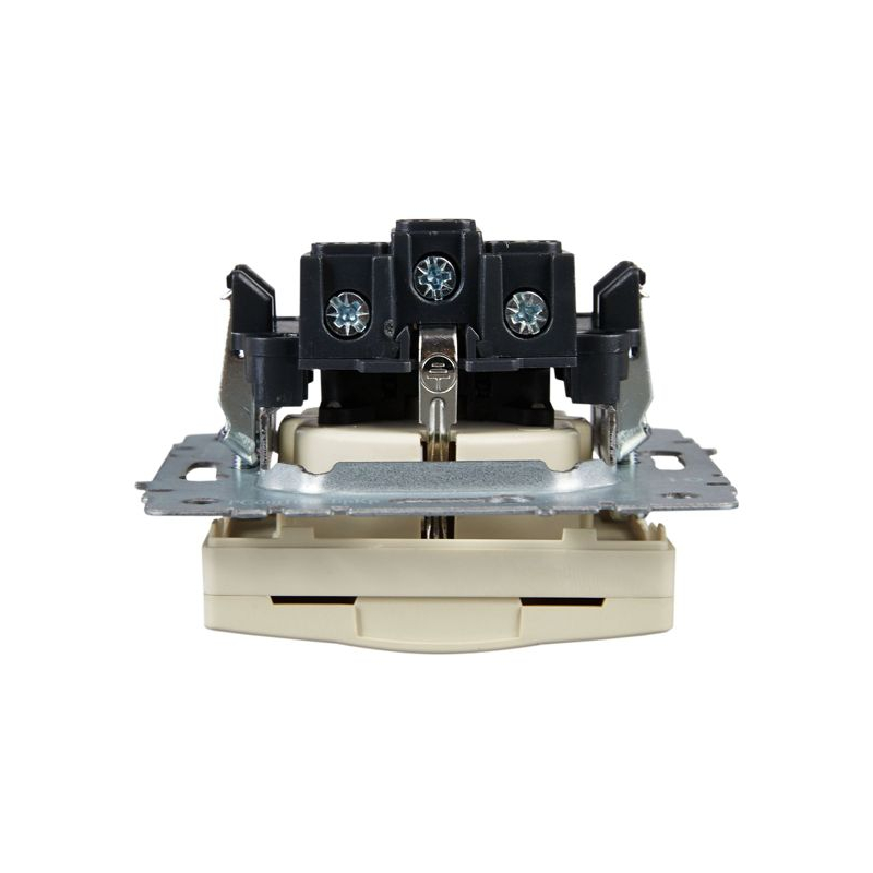 BRITE Розетка 1-местная с заземлением с защитными шторками и крышкой 16А IP20 РСбш10-3-БрКр бежевый IEK