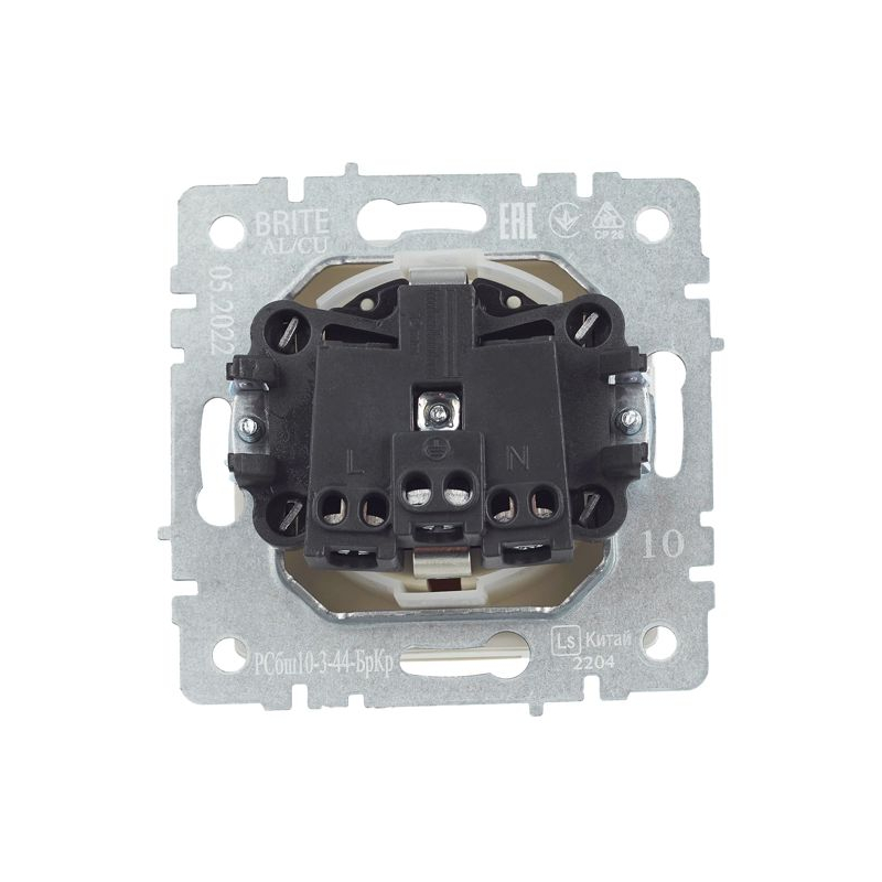 BRITE Розетка 1-местная с заземлением с защитными шторками и крышкой 16А IP44 РСбш10-3-44-БрКр бежевый IEK