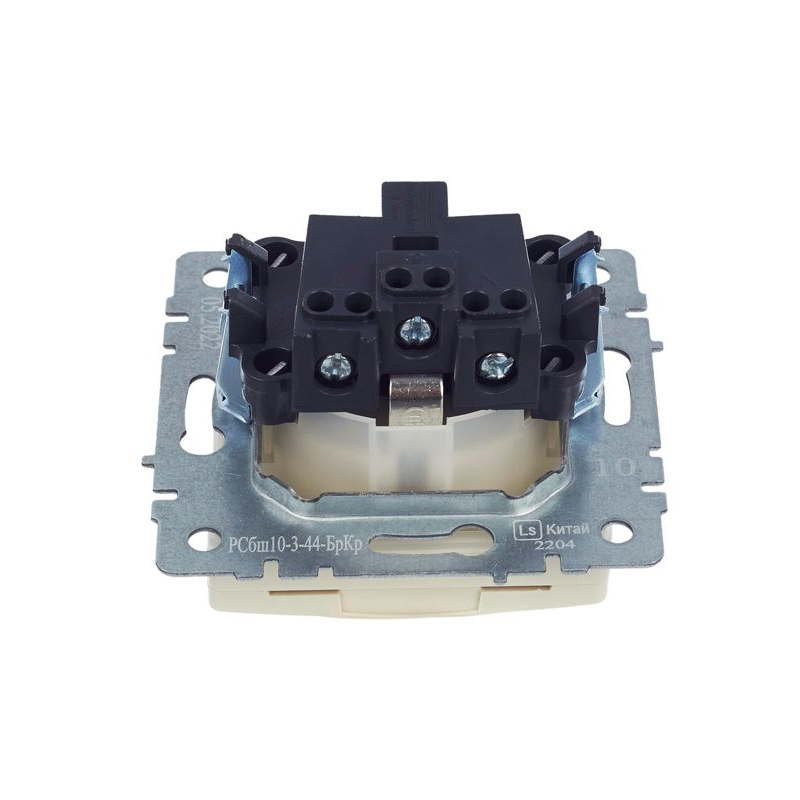 BRITE Розетка 1-местная с заземлением с защитными шторками и крышкой 16А IP44 РСбш10-3-44-БрКр бежевый IEK