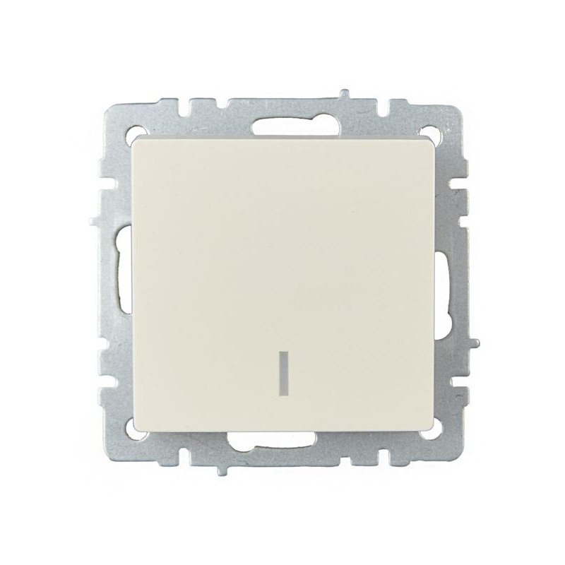 BRITE Выключатель 1-клавишный с индикацией 10А ВС10-1-1-БрКр бежевый IEK