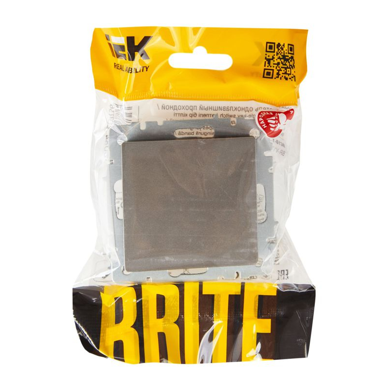 BRITE Выключатель 1-клавишный проходной 10А ВС10-1-6-БрС сталь IEK