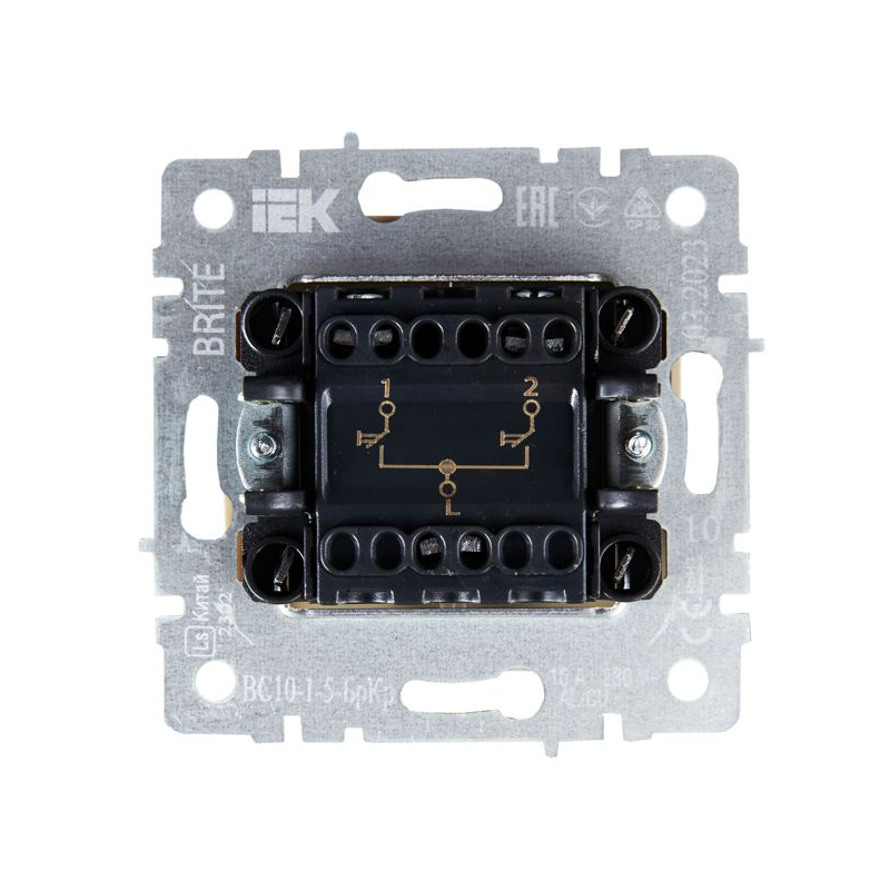 BRITE Выключатель жалюзи 10А ВС10-1-5-БрКр бежевый IEK