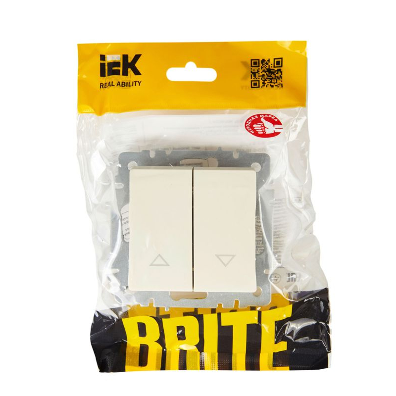 BRITE Выключатель жалюзи 10А ВС10-1-5-БрКр бежевый IEK
