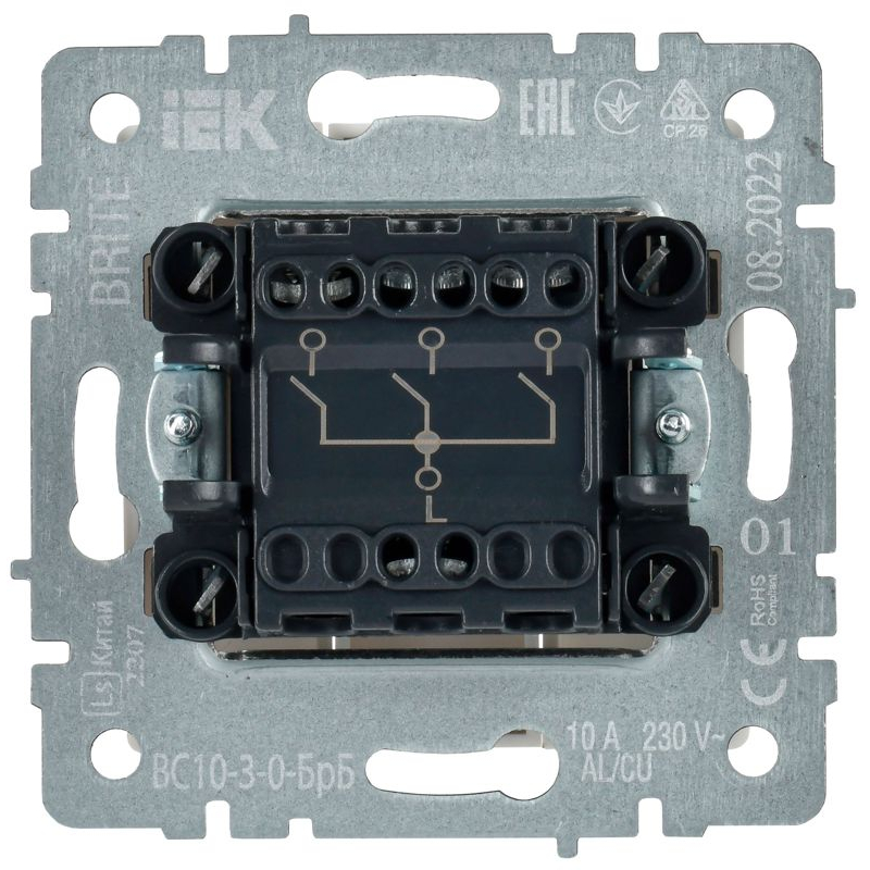 BRITE Выключатель 3-клавишный 10А ВС10-3-0-БрБ белый IEK