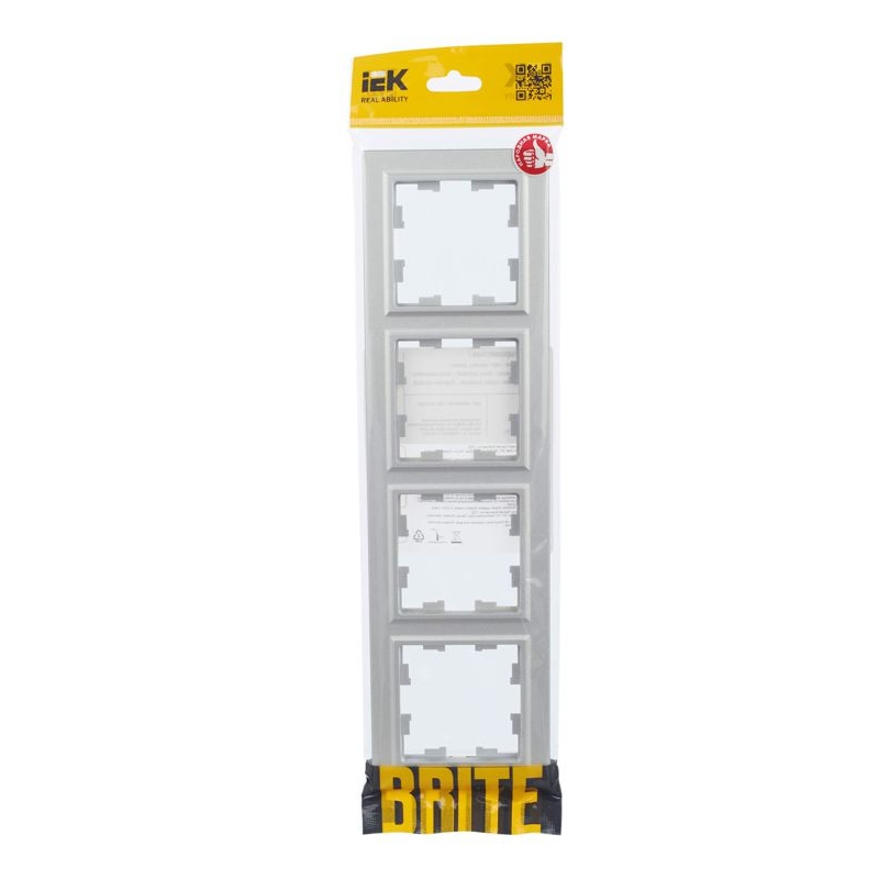 BRITE Рамка 4-местная РУ-4-БрА алюминий IEK