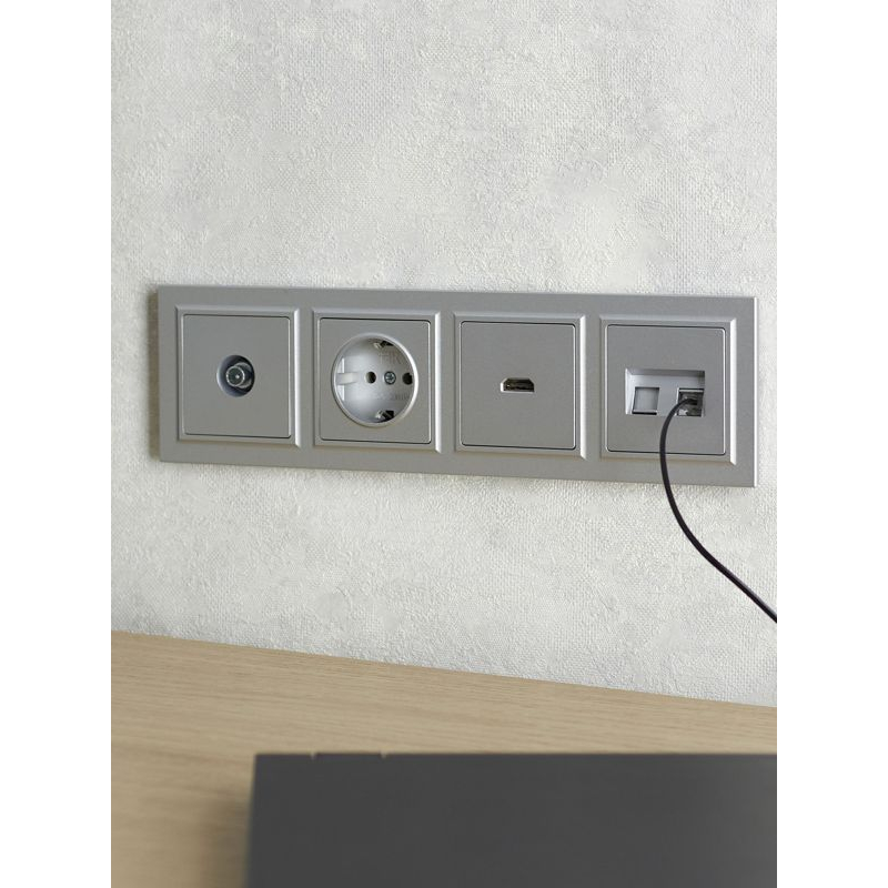 BRITE Рамка 4-местная РУ-4-БрА алюминий IEK