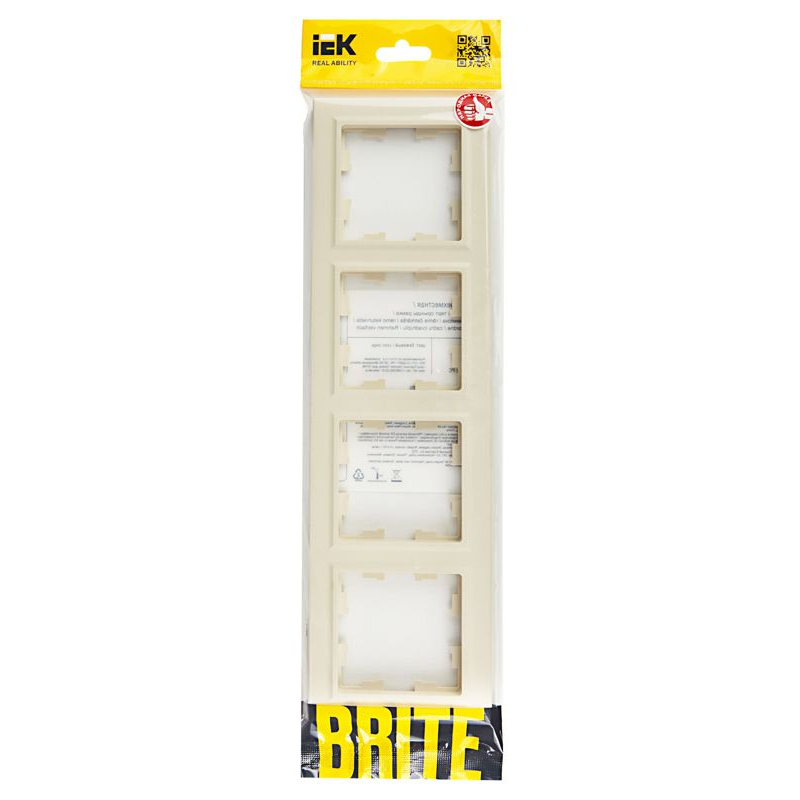 BRITE Рамка 4-местная РУ-4-БрКр бежевый IEK