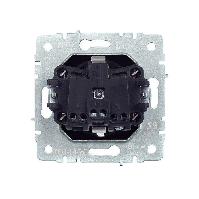 BRITE Розетка 1-местная с заземлением без защитных шторок 16А РС11-1-0-БрГ графит IEK