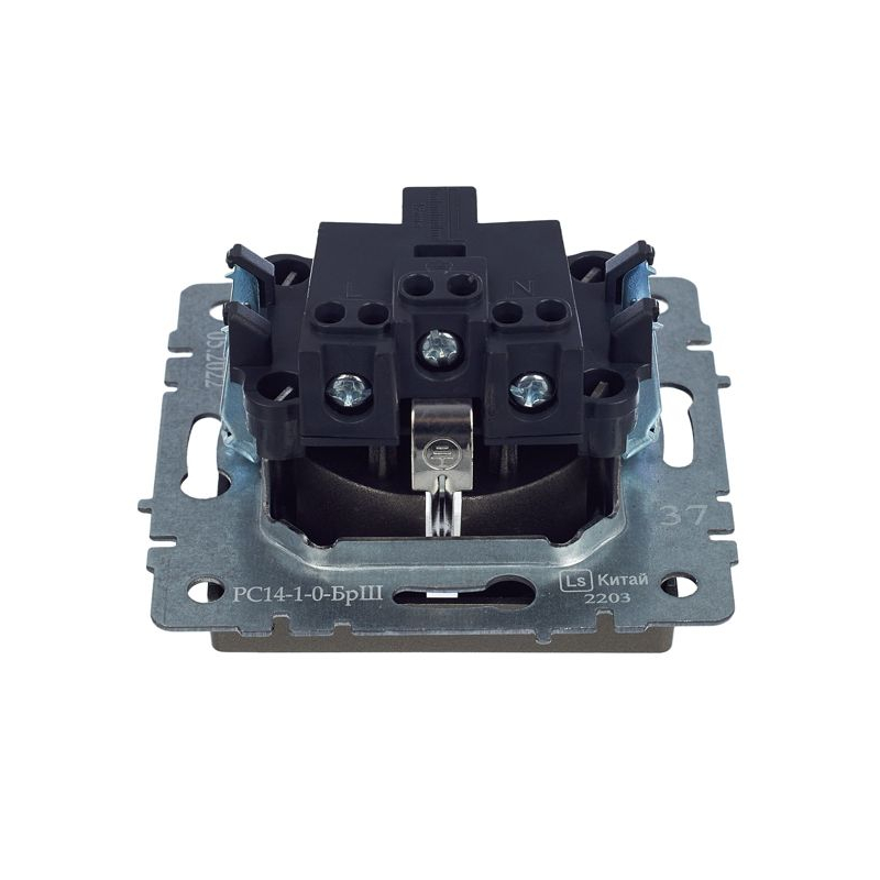 BRITE Розетка 1-местная с заземлением с защитными шторками 16А РС14-1-0-БрШ шампань IEK