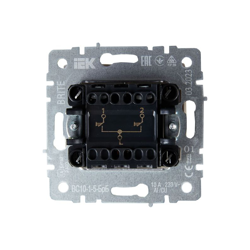BRITE Выключатель жалюзи 10А ВС10-1-5-БрБ белый IEK