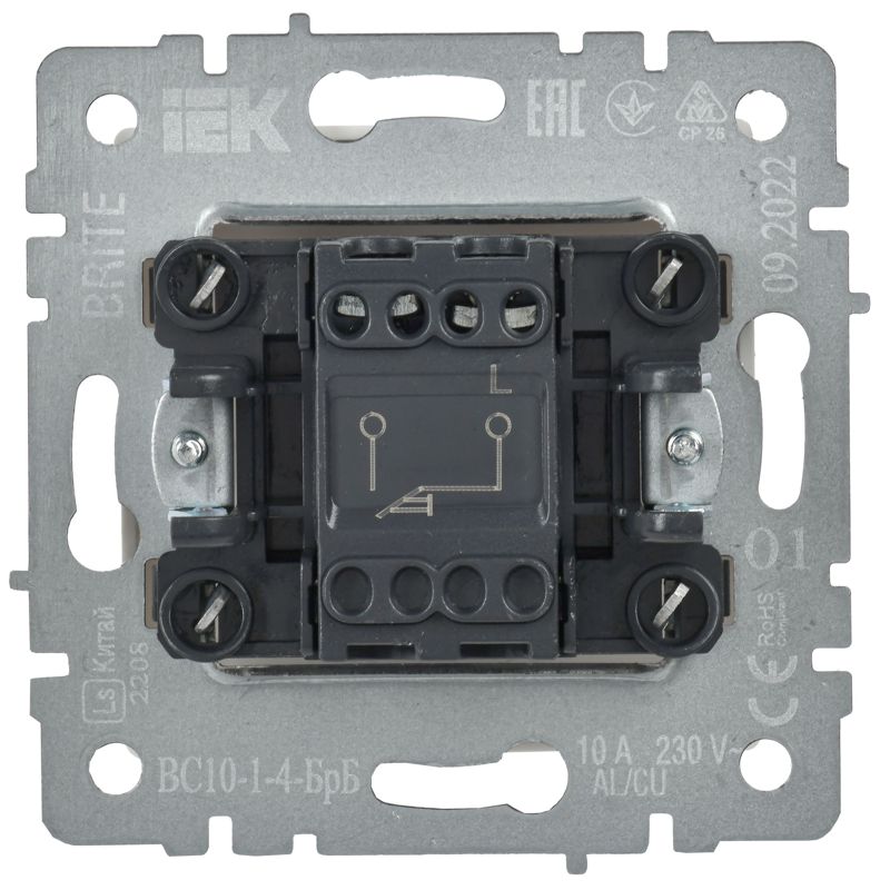 BRITE Выключатель 1-клавишный самовозвратный 10А ВС10-1-4-БрБ белый IEK