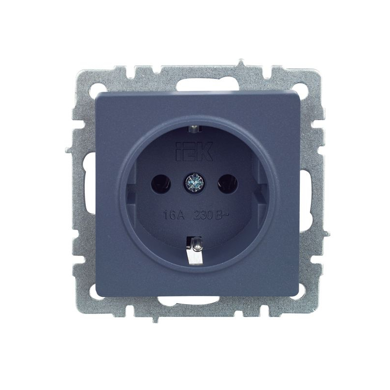 BRITE Розетка 1-местная с заземлением без защитных шторок 16А РС11-1-0-БрМ маренго IEK