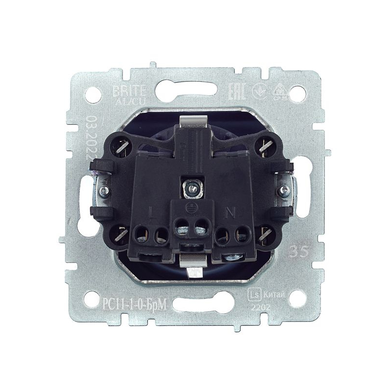 BRITE Розетка 1-местная с заземлением без защитных шторок 16А РС11-1-0-БрМ маренго IEK