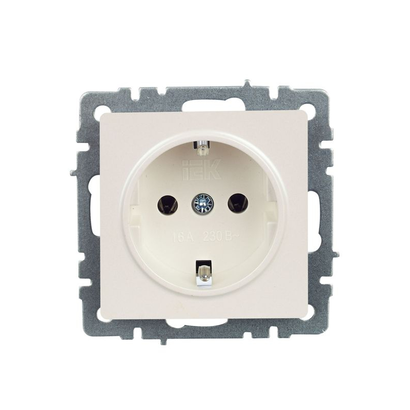 BRITE Розетка 1-местная с заземлением без защитных шторок 16А РС11-1-0-БрЖ жемчуг IEK