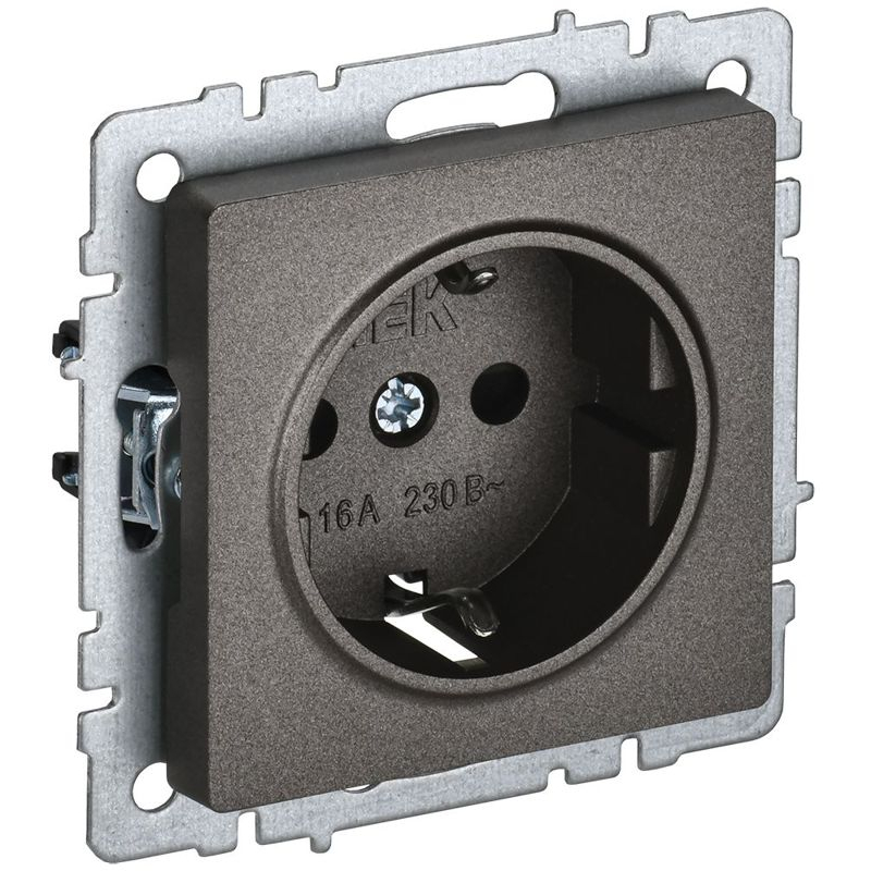 BRITE Розетка 1-местная с заземлением без защитных шторок 16А РС11-1-0-БрТБ темная бронза IEK