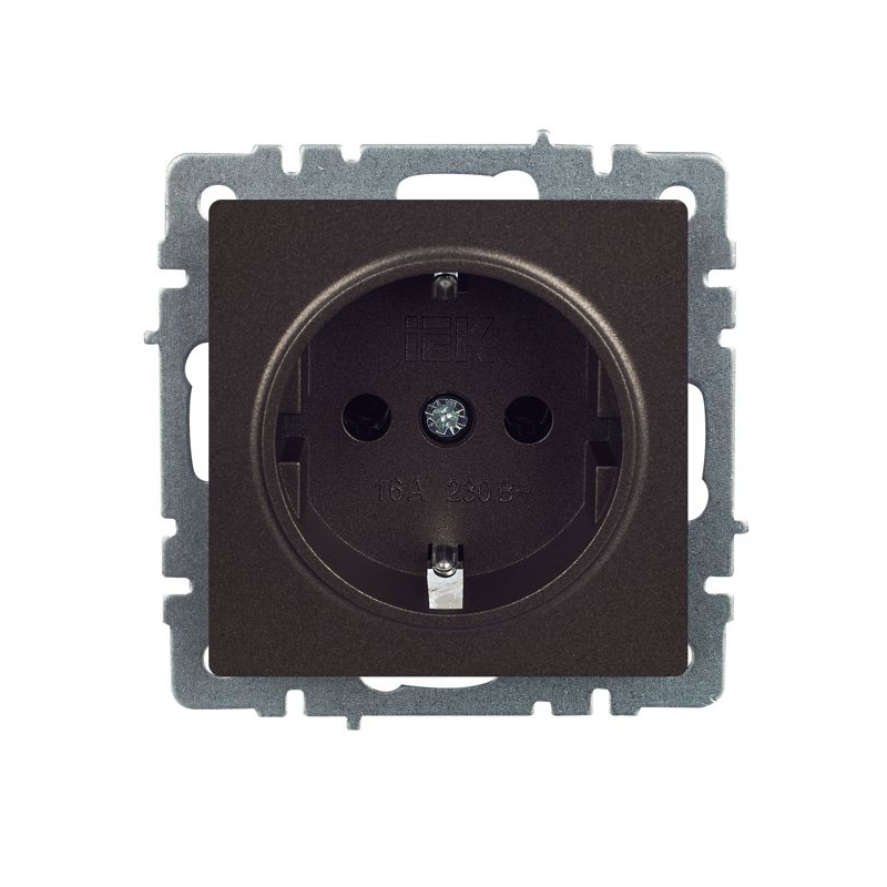 BRITE Розетка 1-местная с заземлением без защитных шторок 16А РС11-1-0-БрТБ темная бронза IEK
