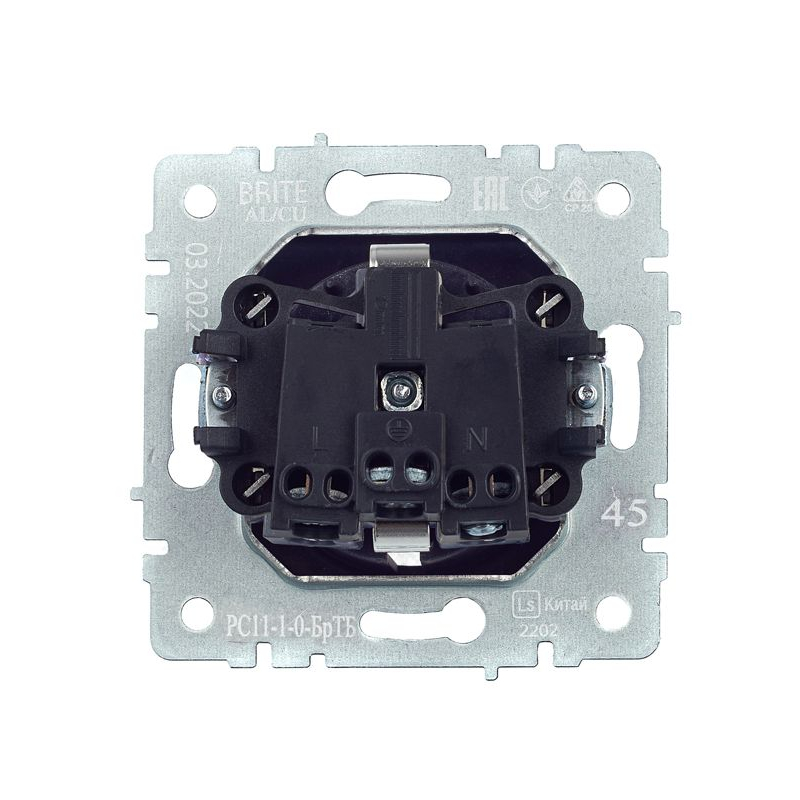 BRITE Розетка 1-местная с заземлением без защитных шторок 16А РС11-1-0-БрТБ темная бронза IEK
