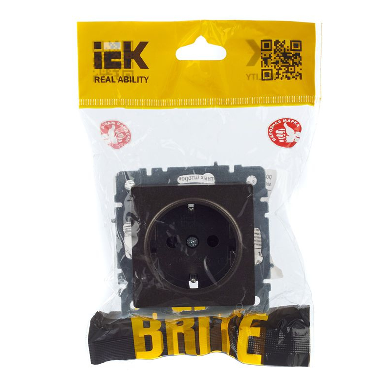 BRITE Розетка 1-местная с заземлением без защитных шторок 16А РС11-1-0-БрТБ темная бронза IEK