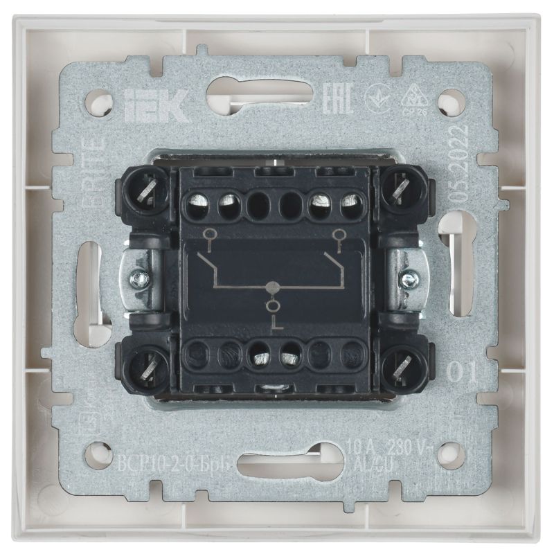 BRITE Выключатель 2-клавишный 10А в сборе ВСР10-2-0-БрБ белый IEK
