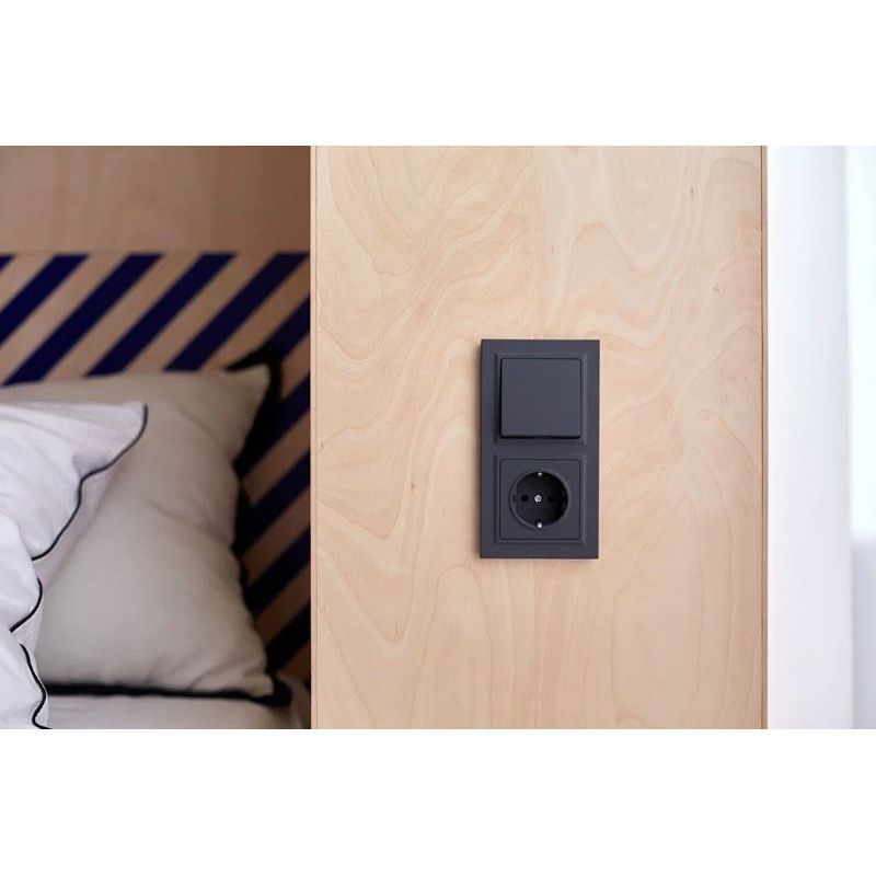 BRITE Выключатель 1-клавишный 10А ВС10-1-0-БрГ графит IEK