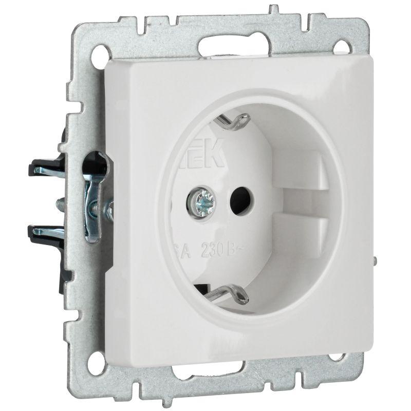 BRITE Розетка 1-местная с заземлением с защитными шторками 16А РС14-1-0-БрБ белый IEK