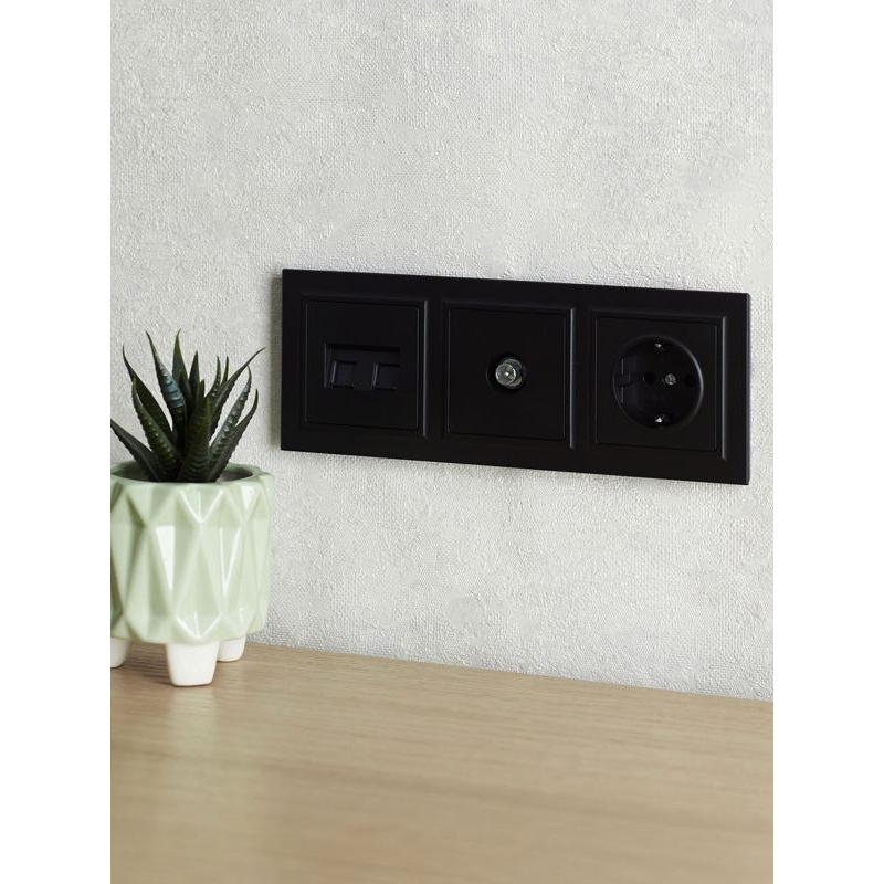 BRITE Рамка 3-местная РУ-3-БрЧ черный IEK