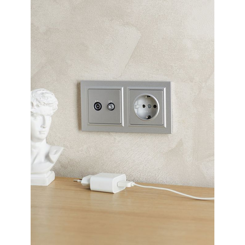 BRITE Рамка 2-местная IP44 РУ-2-БрА-44 алюминий IEK