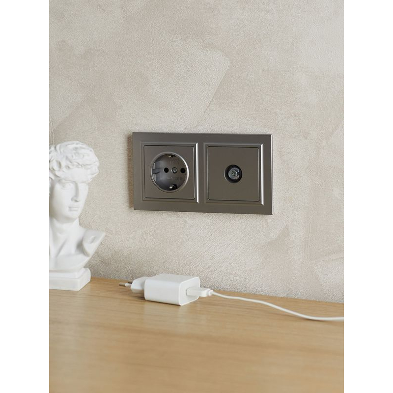 BRITE Рамка 2-местная IP44 РУ-2-БрС-44 сталь IEK