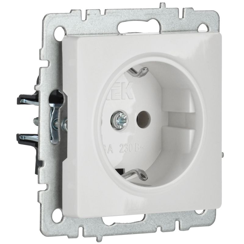 BRITE Розетка 1-местная с заземлением без защитных шторок 16А РС11-1-0-БрБ белый IEK